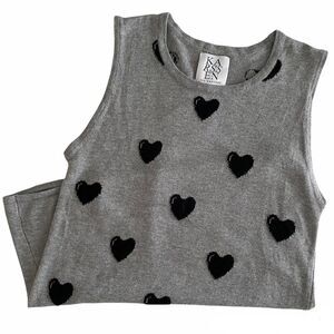 ZOE Karssen Cashmere Heart Print Sweater Vest Gray Size Medium